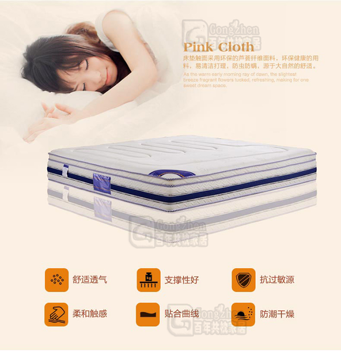 共枕芦荟纤维天然乳胶床垫 1.2米床垫